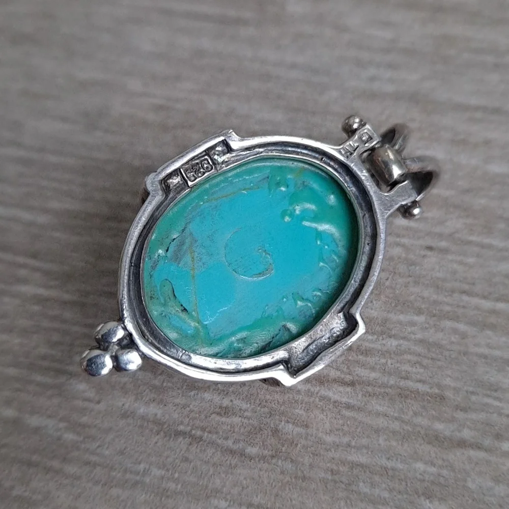Sterling silver and turquoise pendant - Picture 7 of 11